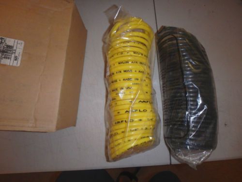 2 coiled nylon air hose-NOS- 2 25 ft. with accessories.