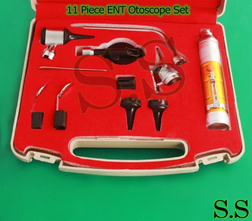 Otoscope &amp; Ophthalmoscope - Yellow- 11 Piece ENT Medical Diagnostic Set