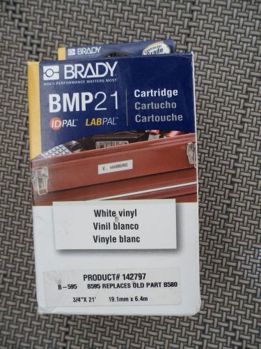 Brady bmp21 polyester 3/4&#034; x 21&#039; black on white label printer cartridge for sale