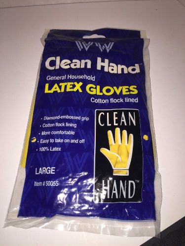 12 Pairs of Clean Hand Industrial Cotton Flock Lined Gloves, Large, Yellow