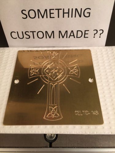 LARGE CELTIC CROSS FANCY SOLID BRASS ENGRAVING PLATE FOR NEW HERMES FONT TRAY