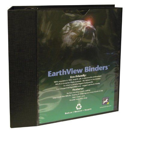 Aurora gb earthview storage binder, 4 inch d-ring, 8 1/2 x 11 inch size, black, for sale