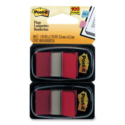3M Post-It 680-RD2 Red1&#034; Flags, 2 packs of 50