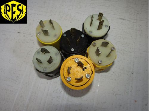 Lot of 6 hubbell hbl2411 2p 3 wire 20a l5-20 male plug twistlock leviton p&amp;s ge for sale
