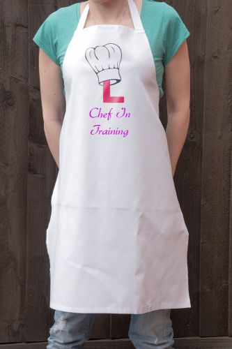 New Personalised DTG Printed White Apron ANY Image Any Text Adult size Gift