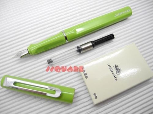 Jinhao 599 Medium Fine Nib Fountain Pen w/ Ink Converter +5 Black Cartridges, LG