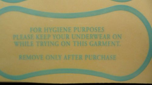 500 Hygiene Protection Adhesive Labels for Swimwear/Underwear, Blue Print