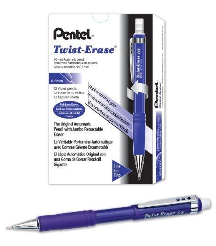Pentel twist-erase iii mechanical pencil (0.5mm) violet barrel, box of 12 for sale
