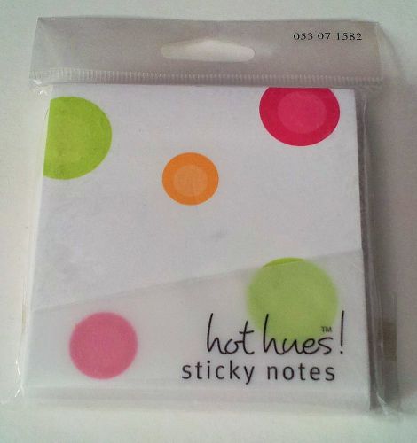Hot Hues Sticky Notes - Multi Colored Dots Design 100 Sheets