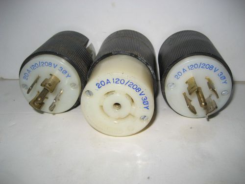 Lot of 3 - Hubbell UL Listed Twist Lock Turn &amp; Pull Plugs 30A, 250V, 600 V.A.C.