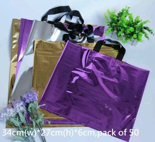 Plastic Shopping Bag Gift Bag with Handle Size CUB 34cmx27cmx6cm - Pack of 50