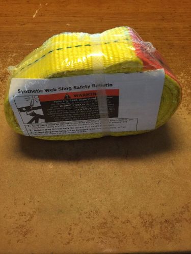 New yellow synthetic web sling safety bulletin 2&#034; x 4&#039; universal lifting for sale