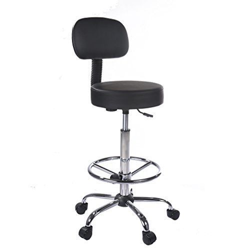 Superjare adjustable drafting stool with back cushion black 70104b for sale