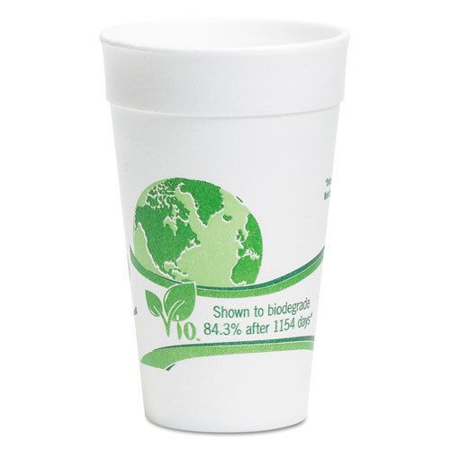 &#034;vio biodegradable cups, foam, 24 oz, white/green, 300/carton&#034; for sale