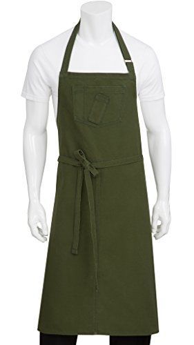 Chef works abckv003-olg-0 pigment dye canvas bib apron, olive green for sale