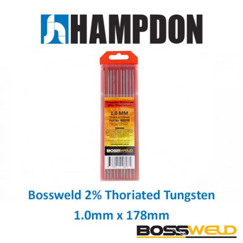 Bossweld 2% thoriated tungsten 1.0mm x 178mm (pkt 10) - 900310 for sale