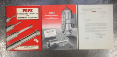 Lot of 3 pope precision spindles tool catalogs &amp; signed letterhead 1949 for sale