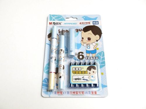 SHANGHAI blue ink M&amp;G PEN SET (1 ink pen, 1 erasable pen, 6 ink refills)BOY