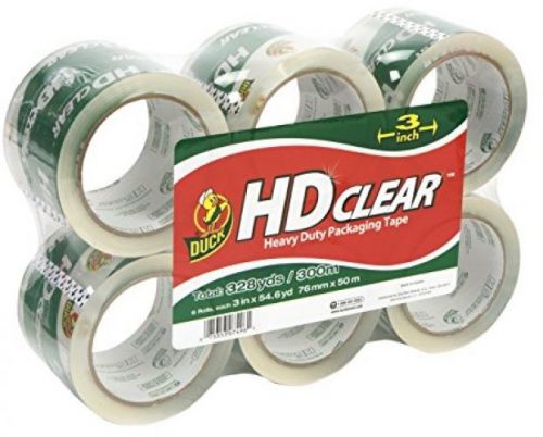 Duck Brand HD Clear High Performance Packaging Tape, 3-Inch X 54.6-Yard, Clear,