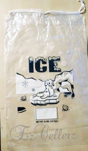 8 LBS PLASTIC ICE BAGS WITH DRAWSTRING **PACK OF 100** CASE FREE SHIPPING NEW