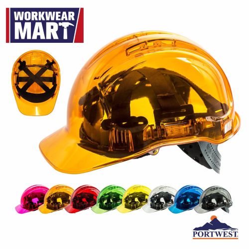 Hard hat safety helmet vented construction adjustable color ansi, portwest pv50 for sale