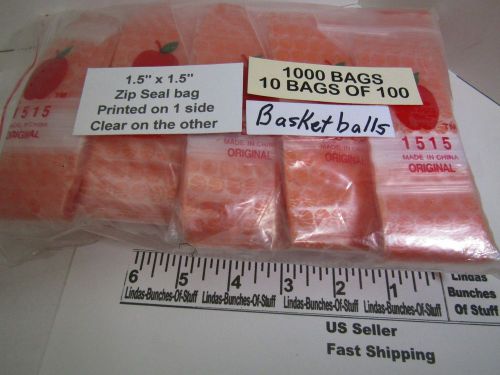 1000 basketball 1 1/2&#034; x 1 1/2&#034; 2 mill plastic zip seal bags new! for sale