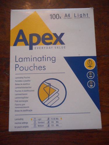 A4 apex laminating pouches box of 100 for sale