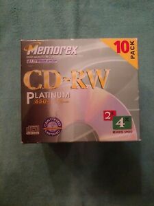 *VTG* Memorex CD-RW 650MB 74 min CD-RW 4X Multi Speed Recordable CD 10 Pack NIB