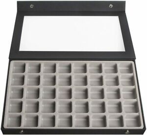 40 Compartments Jewelry Display Tray Showcase Organizer Storage Box Slots Holder