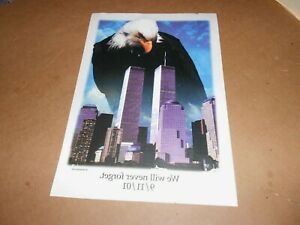 9/11 We Will Never Forget Twin Towers &amp; Teary  Bald Eagle 10 Tee Shirt Iron-0ns