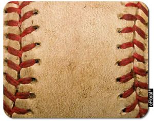 oFloral Baseball Gaming Mouse Pad Sport Worn Ball Brown Leather Red Lines Baseba