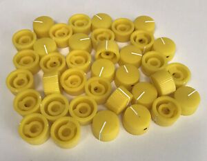 (35) CONTROL PANEL KNOBS FOR RADIO GUITAR AMP EFFECTS PEDALS ETC YELLOW