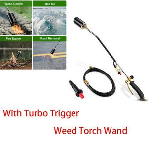 Weed Burner Weed Torch with Trigger Turbo 6.5FT Hose Brass Valve UL Certificate~