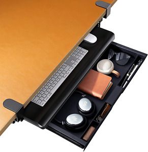 HUANUO Large Keyboard Tray with Pull Out Drawer under Desk - Hidden Slide Storag