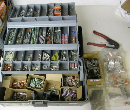 Large quantity t&amp;b thomas &amp; betts crimp &amp; lug kit terminal crimping set toolbox for sale