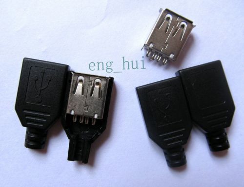 USB A 2.0 Jack Female 4 Pin Plug Socket Connector with Plastic Cover 5pcs