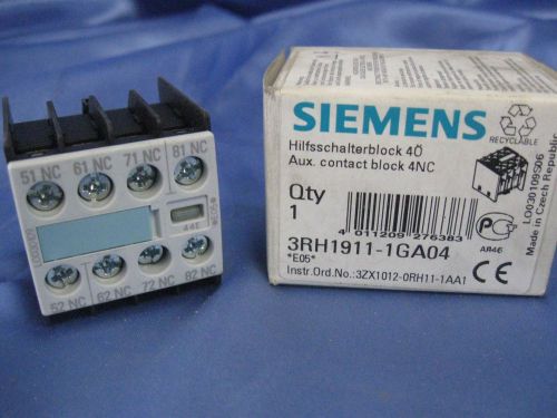 Siemens Contact Block (3RH1911-1GA04) 10 Amps, 240 Volts Rated, New Surplus