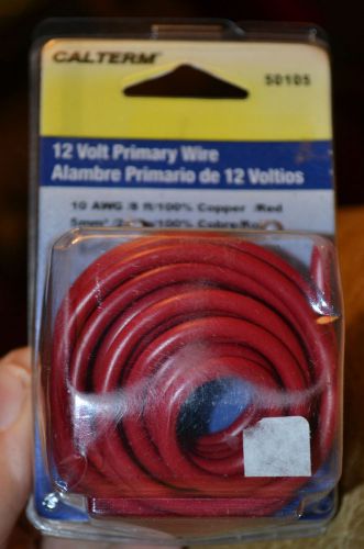 CALTERM 12 VOLT PRIMARY WIRE, 10 AWG, 8 FT., 100% COPPER, RED - #50105