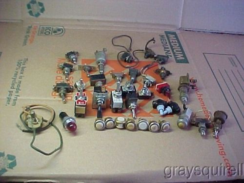 30+ VINTAGE TOGGLE SWITCHES AND PUSH BUTTONS AND LIGHTS