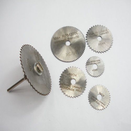 6x Hss Circular Saw Blades Core Discs+1/8&#034; Shank Screw Mandrel For Dremel Rotary