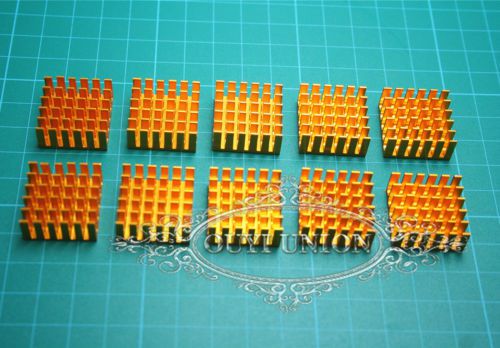 10pcs lot 22x22x10mm golden aluminum heat sink chip for led ic power transistor for sale