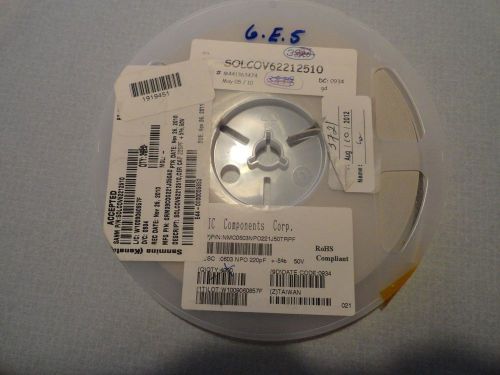 Nic cap cer 220pf 50v 5% npo 0603 qty 3700 pcs nmc0603npo221j50trpf for sale