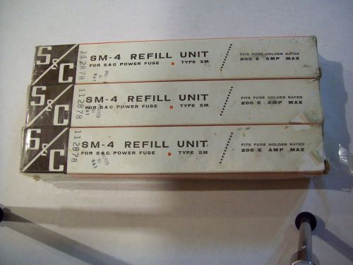 Lot of 3  S &amp; C 122100R4 SM-4 FUSE REFILL 14.4kV 65E AMP TCC 153-4 NIB