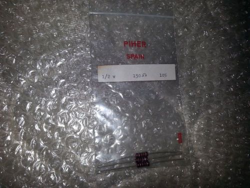 Piher Spain 150 ohm 1/2 Watt Carbon Film Vintage Resistors (3) Pack, NOS