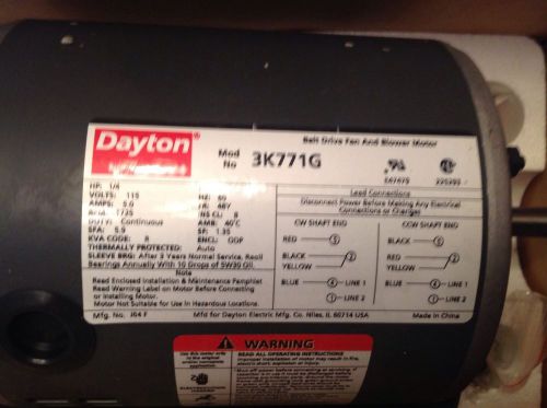 New in Box, Dayton 3K771G Motor, 1/4 HP, 1725 RPM, 115V