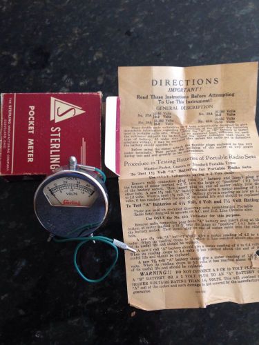 Vintage Sterling Pocket Voltmeter w/ box Meter Old Electrical INSTRUCTIONS Incl