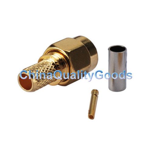 5x rp-sma crimp male(female pin) coax connector for lmr195 rg58 goldplated new for sale