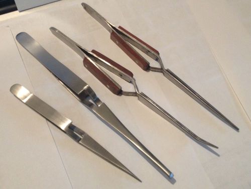 Locking tweezer set of 4 jewelers tools jewelry silversmith hobby labratory for sale