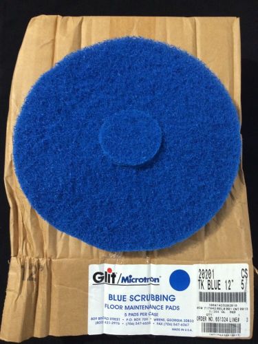 Glit/Microtron 20201 Blue Floor Scrubbing Pads - 12&#034; Diameter - 1 case of 5 pads