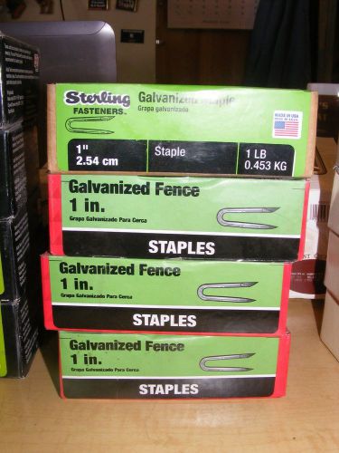 1&#034; GALVANIZED POULTRY STAPLES LOT OF 4-1LB BOXES